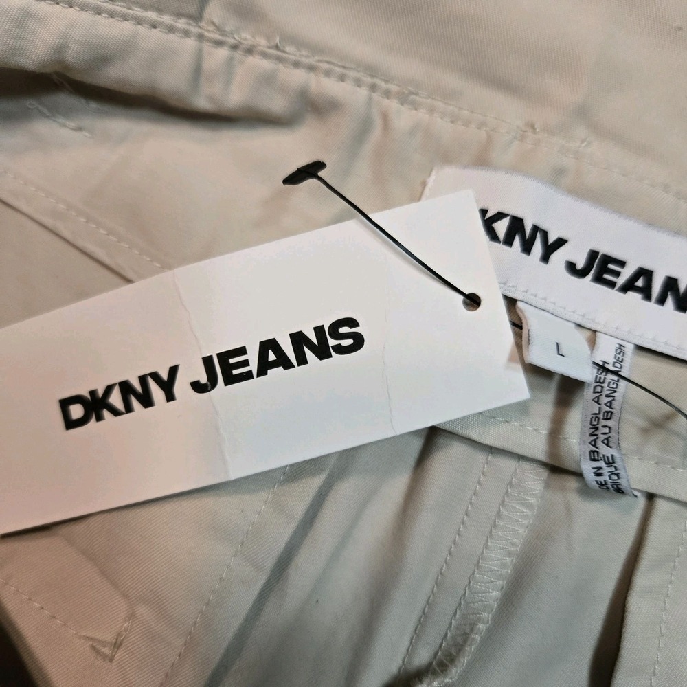 DKNY Jeans Sz L Beige Paperbag-Waist Belted Crop Wide Leg Dress Pants 30x25 NEW - Picture 5 of 6